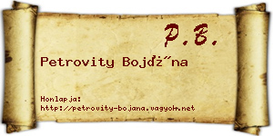 Petrovity Bojána névjegykártya